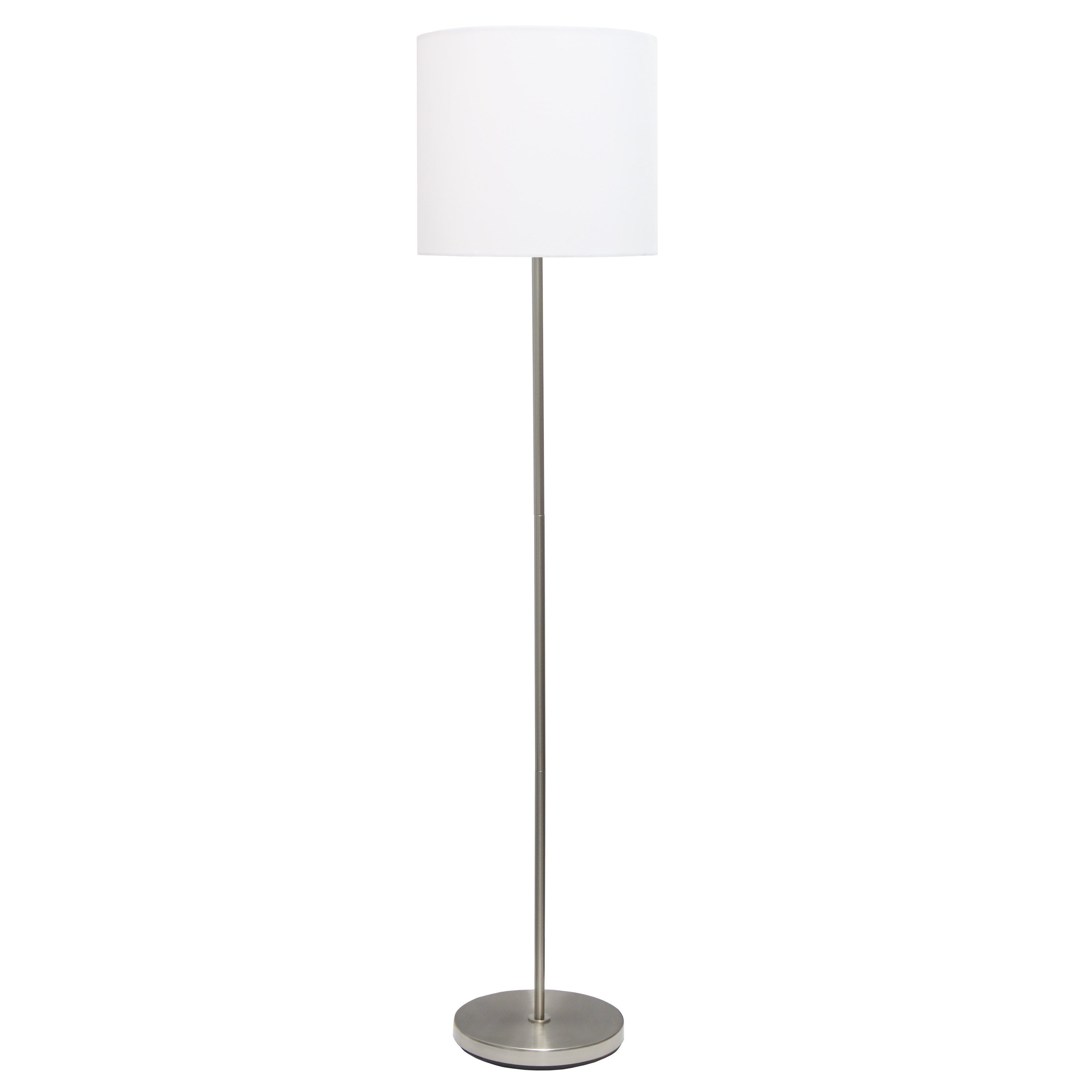 Simple Designs Brushed Nickel Drum Shade Floor Lamp, White - image 1 of 9
