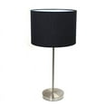 thumbnail image 1 of Simple Designs Brushed Nickel Stick Lamp with Fabric Shade, Black, 1 of 4