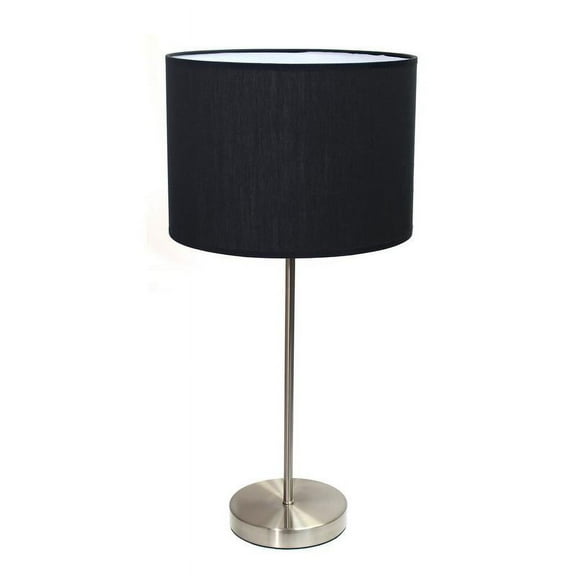 Simple Designs Brushed Nickel Stick Lamp with Fabric Shade, Black