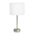 thumbnail image 1 of Simple Designs Brushed Nickel Stick Lamp with Fabric Shade, White, 1 of 3