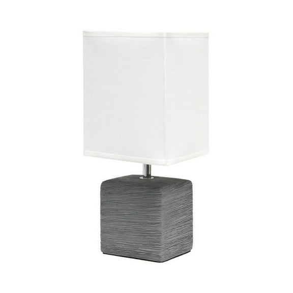 Simple Designs Ceramic Faux Stone Table Lamp in Gray with White Shade