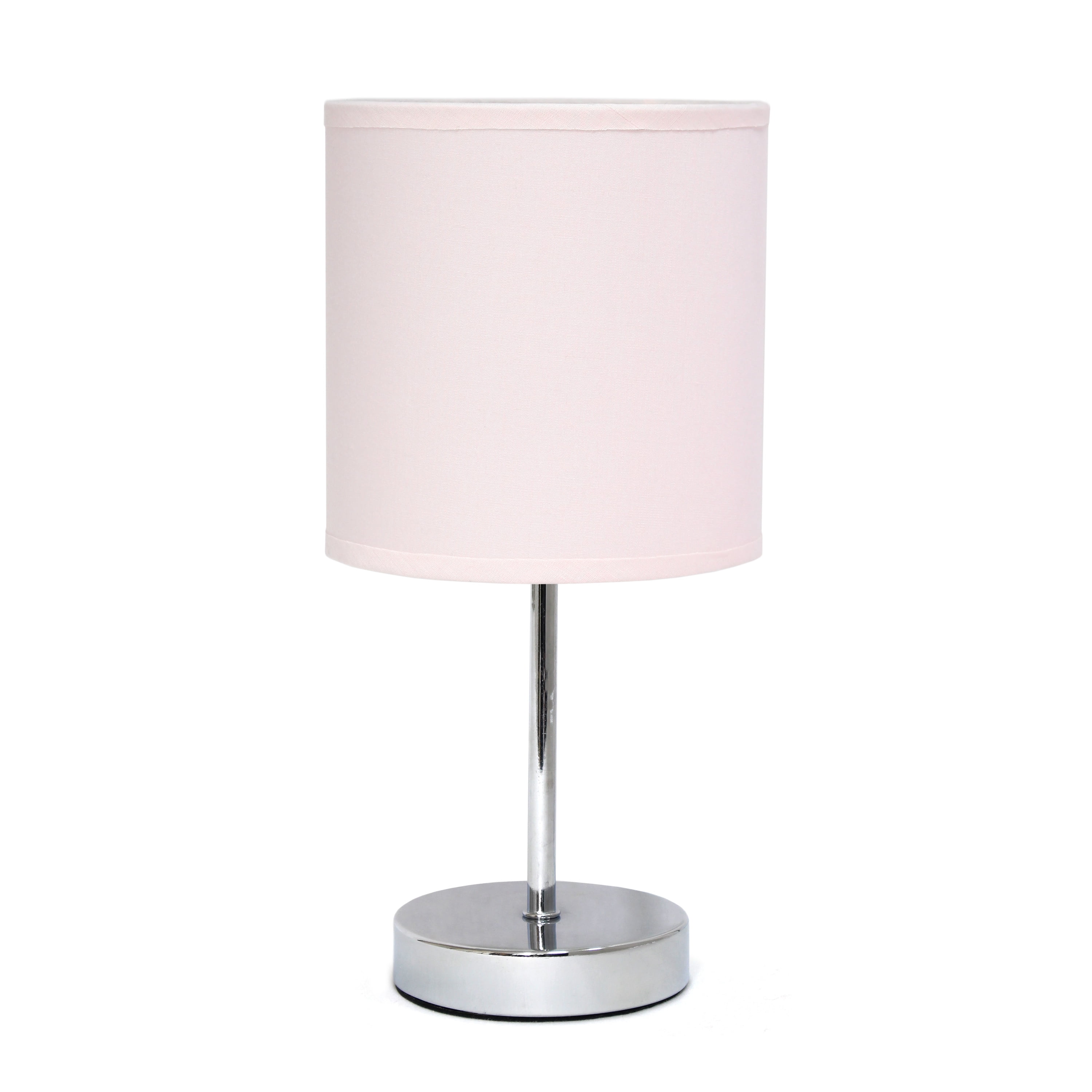 Simple Designs Chrome Mini Basic Table Lamp with Fabric Shade