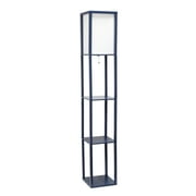 Simple Designs Floor Lamp Etagere Organizer Storage Shelf with Linen Shade, Navy
