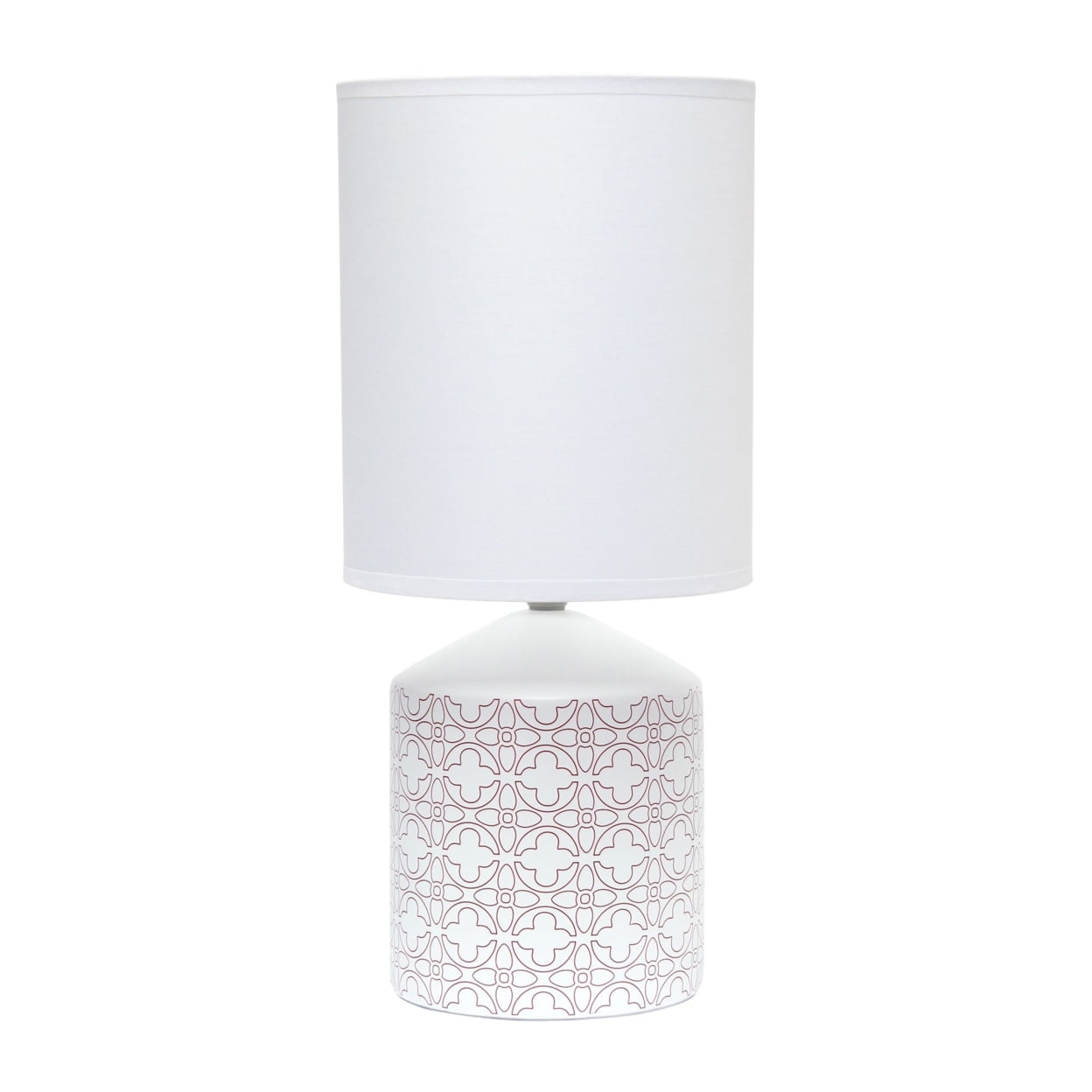 Edison Tan Ceramic Nightstand Lamp with White Tube Shade