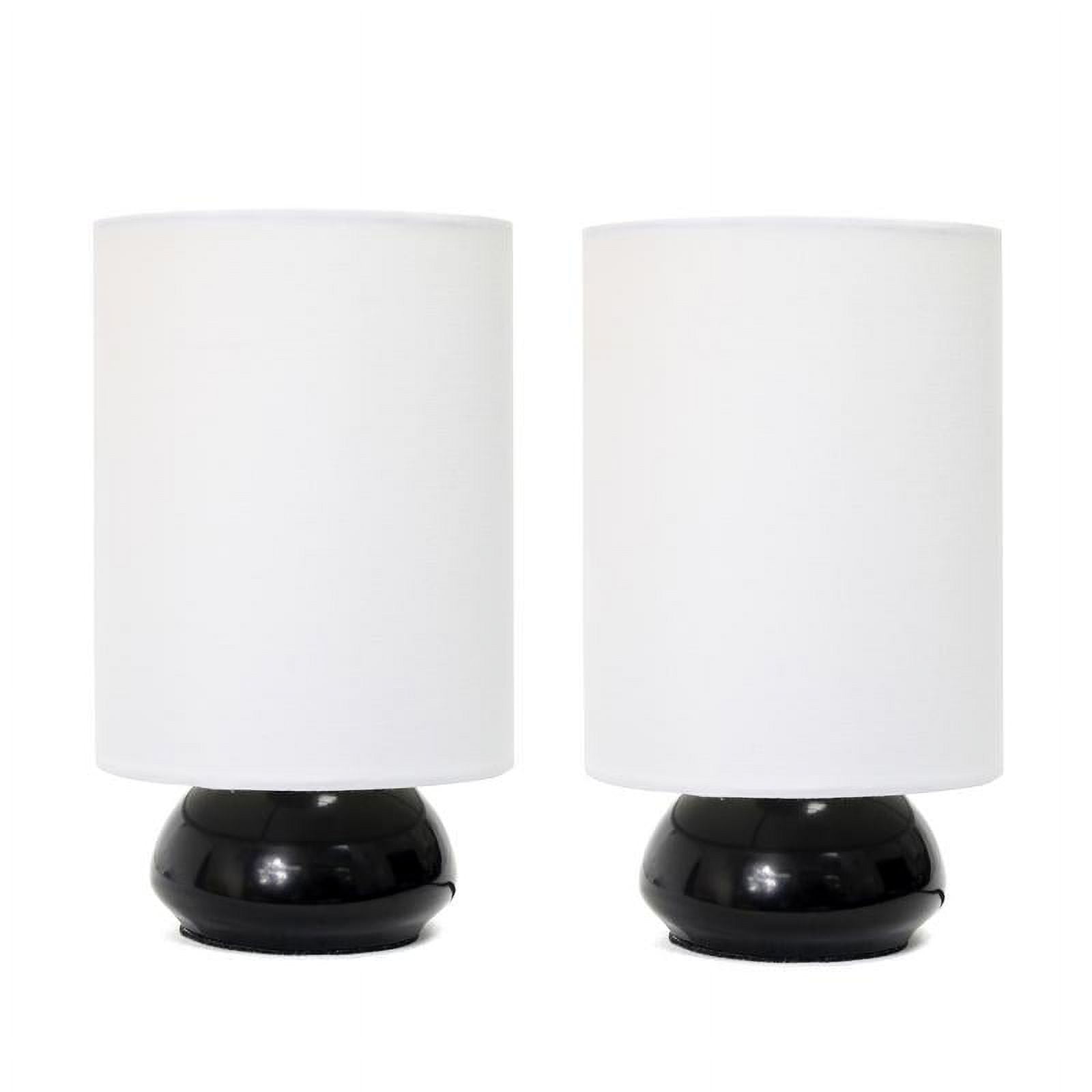 Gemini Black and White Touch Table Lamps with Fabric Shades, Set of 2