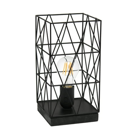 Simple Designs - Geometric Square Metal Table Lamp - Black