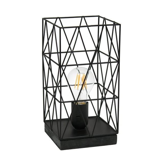 Simple Designs Geometric Square Metal Table Lamp