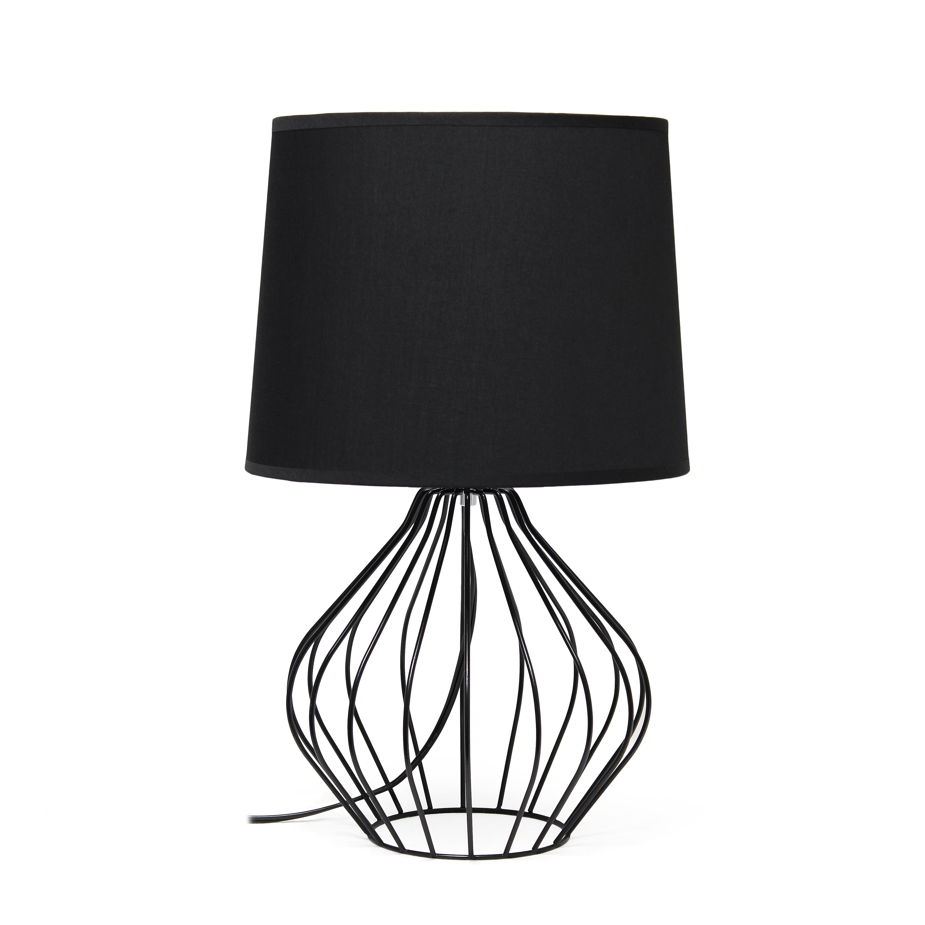 Simple Designs Round Concrete Table Lamp - Black Shade, 16.93" Tall, Uses 60W Bulb (Bulb Not Included)