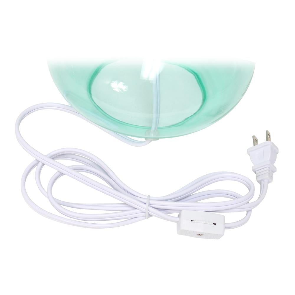 Aqua Glass Gourd Nightstand Lamp with White Barrel Shade