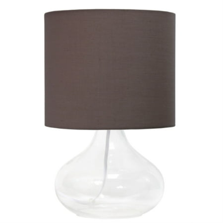 Simple Designs - Glass Raindrop Table Lamp with Fabric Shade - Clear/Gray