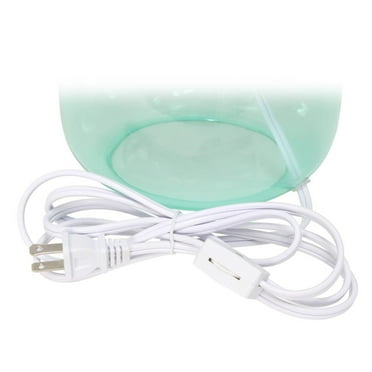 Simple Designs Glass Table Lamp in White with Aqua Blue Shade