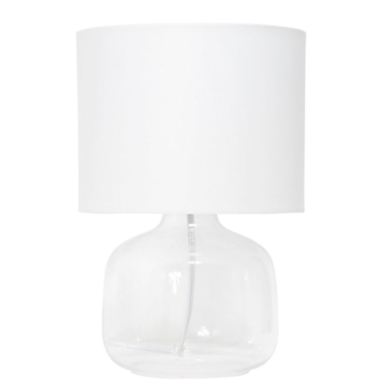 Glass base lamp with shop white shade