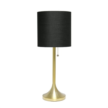 Simple Designs - Gold Tapered Table Lamp with Fabric Drum Shade - Black