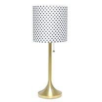 Simple Designs Gold Tapered Table Lamp with Polka Dot Fabric Drum Shade