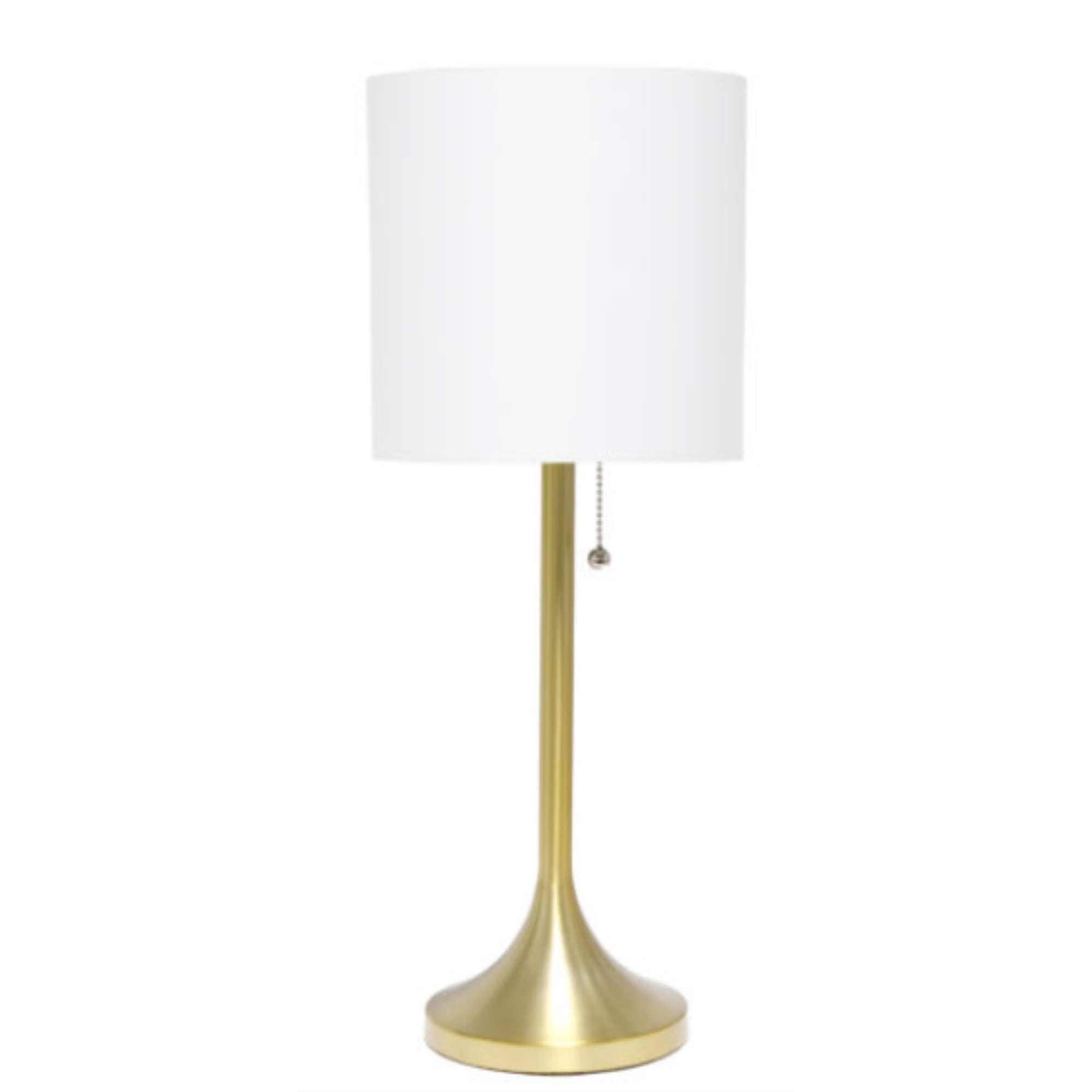 Elegant Gold Metal Base Table Lamp with White Fabric Drum Shade