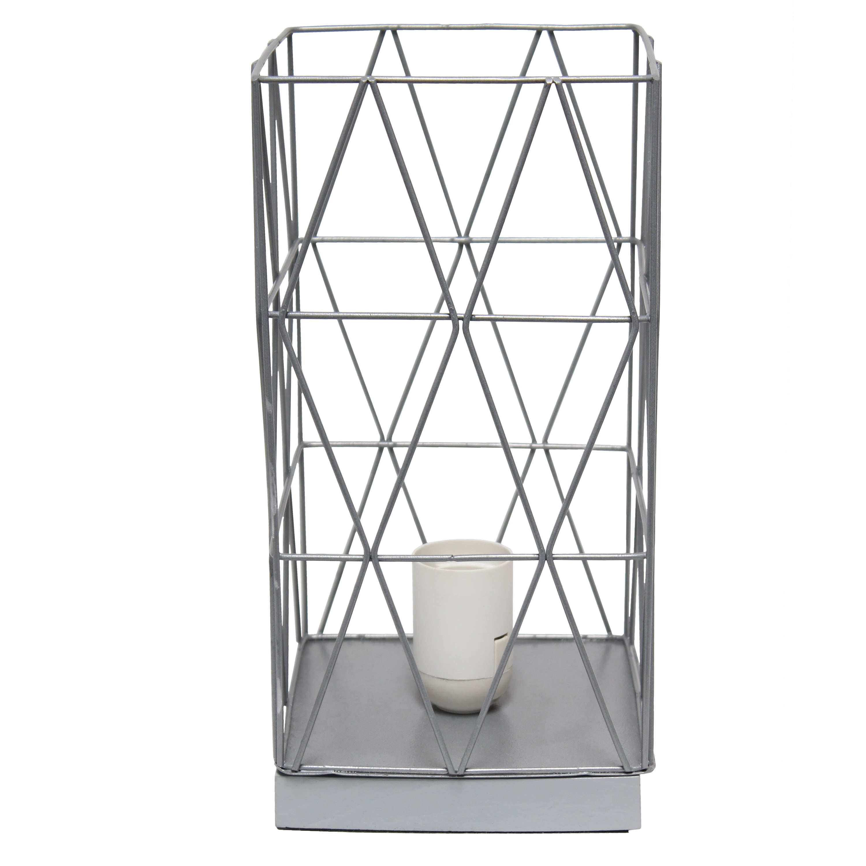Gray Geometric Metal Table Lamp with Retro Shade