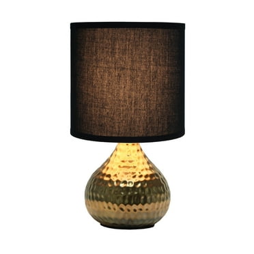 Simple Designs Hammered Gold Drip Mini Table Lamp with Black Shade