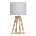 thumbnail image 1 of Simple Designs Interlocked Triangular Natural Wood Table Lamp with Gray Fabric Shade, 1 of 8