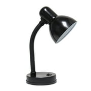 Simple Designs Metal Basic Flexible Neck Desk Lamp in Black with Black Shade