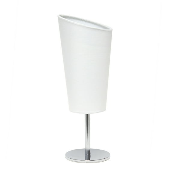 Simple Designs Mini Chrome Table Lamp with Angled Fabric Shade