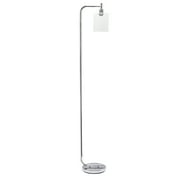 Simple Designs Metal Modern Lantern Floor Lamp in Chrome with Clear Shade