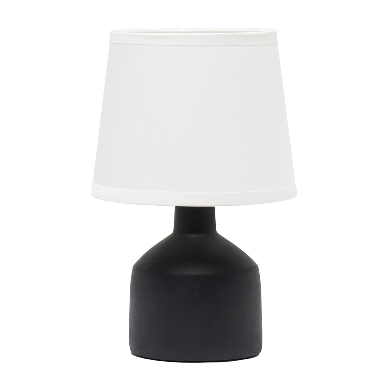 Black Concrete Nightstand Lamp with White Empire Shade
