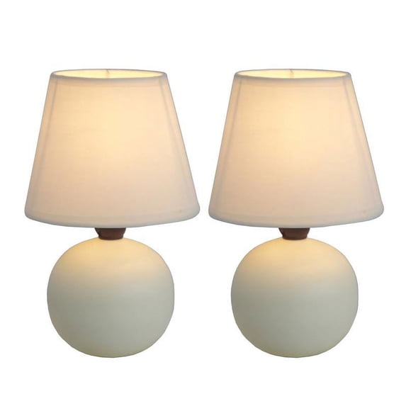 Simple Designs Mini Ceramic Globe Table Lamp 2 Pack Set