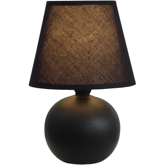 Simple Designs Mini Ceramic Globe Table Lamp, Black ( Light Bulb not included)