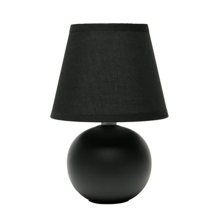 Simple Designs Mini Ceramic Globe Table Lamp, Black ( Light Bulb not included)
