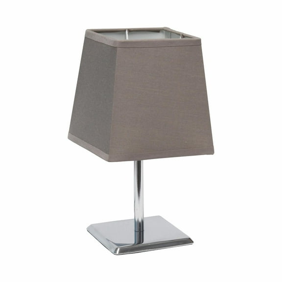 Simple Designs Mini Chrome Table Lamp with Squared Empire Fabric Shade