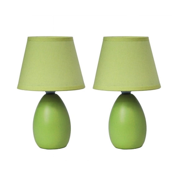 Simple Designs Mini Egg Oval Ceramic Table Lamp 2 Pack Set