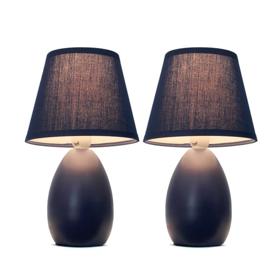 Simple Designs Mini Egg Oval Ceramic Table Lamp, Dark Blue (5. 51" L x 5. 51" W x 9.45" H)