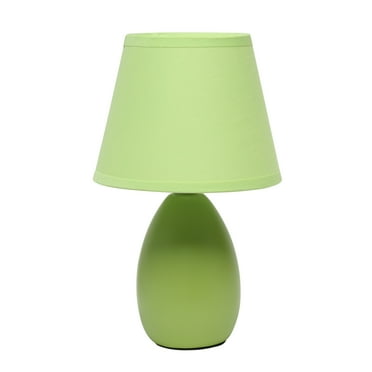 Simple Designs Mini Egg Oval Ceramic Table Lamp, Green