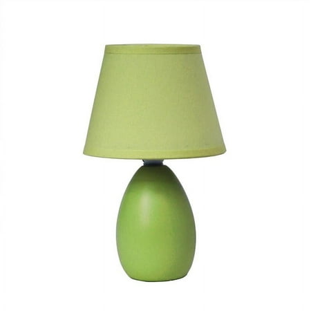 Simple Designs Mini Egg Oval Ceramic Table Lamp, Green