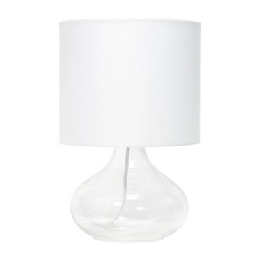 Simple Designs Modern Glass Raindrop Table Lamp Fabric Shade - Clear White Shade