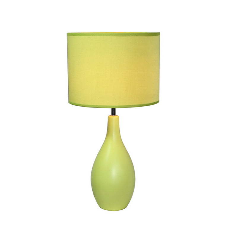 Simple Designs Green Oval Bowling Pin Base Ceramic Table Lamp