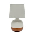 thumbnail image 1 of Simple Designs Petite Mid Century Table Lamp, Dark Wood and Light Gray, 1 of 4