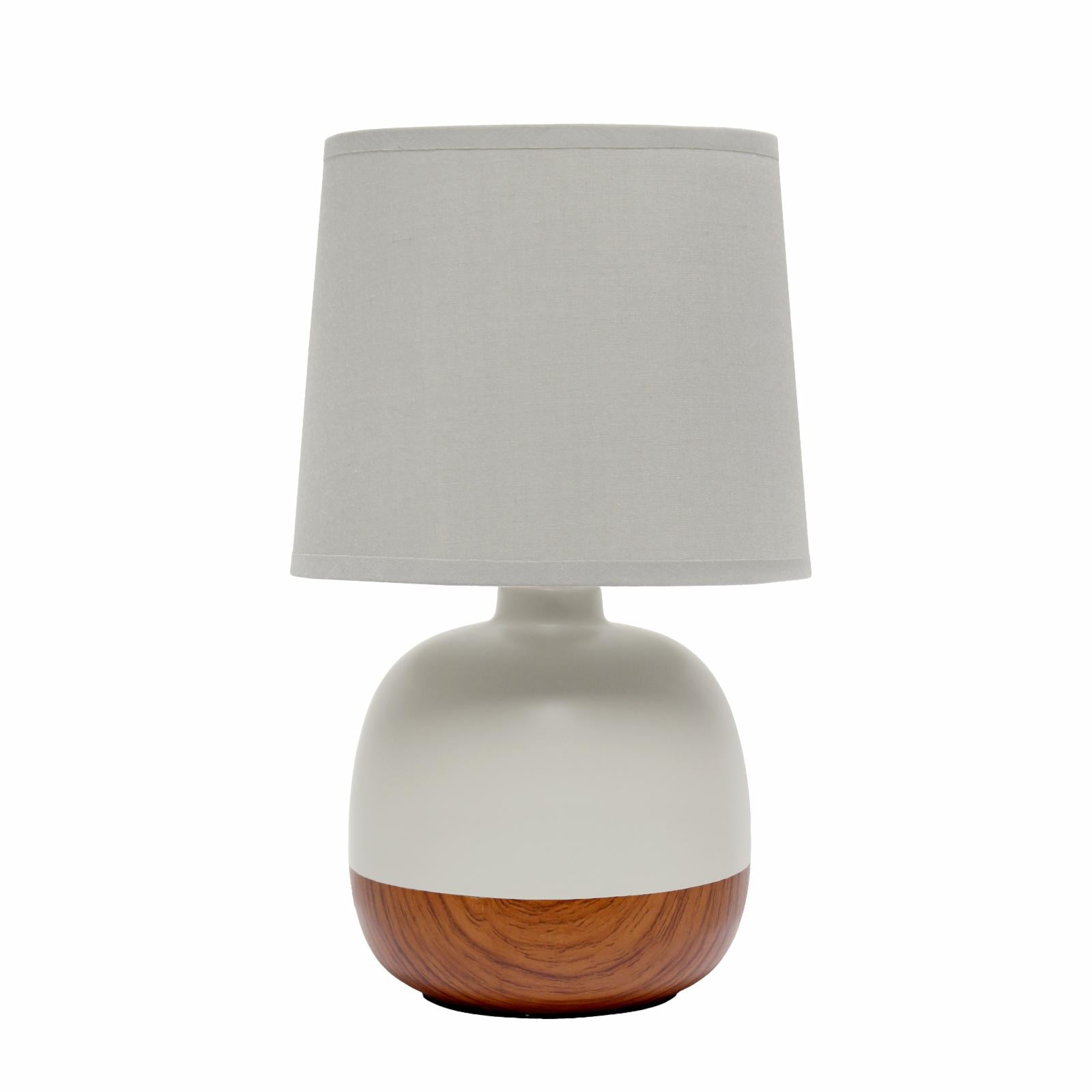 Petite Light Wood and Gray Ceramic Table Lamp