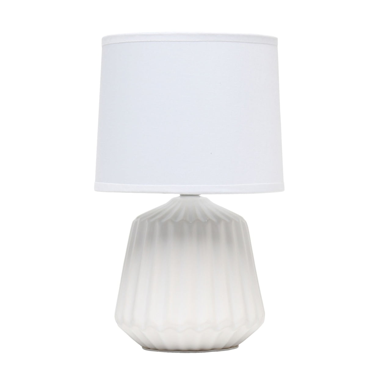 Petite White Ceramic Table Lamp with Pleated Base