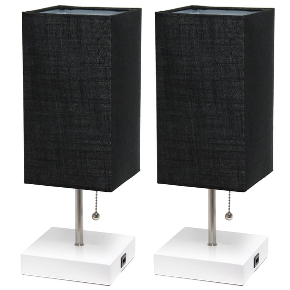 Simple Designs Petite Stick Lamp with USB Charging Port - Set of 2