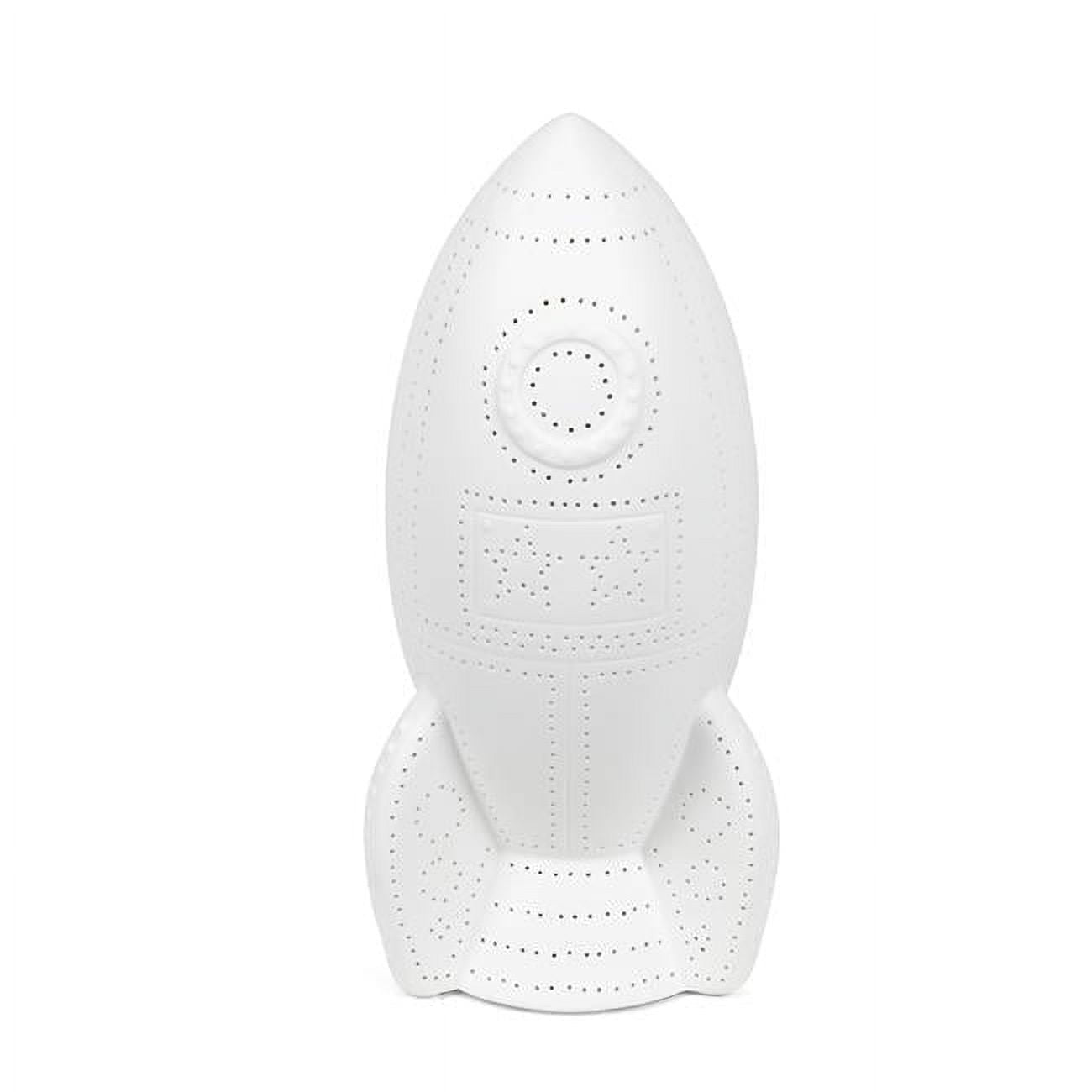 White Porcelain Rocket Ship Table Lamp for Kids