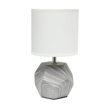 Simple Designs Round Prism Mini Table Lamp with White Fabric Shade