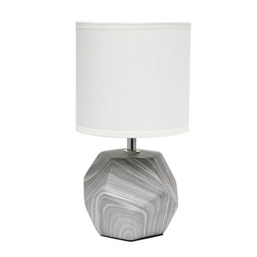 Simple Designs Round Prism Mini Table Lamp with White Fabric Shade