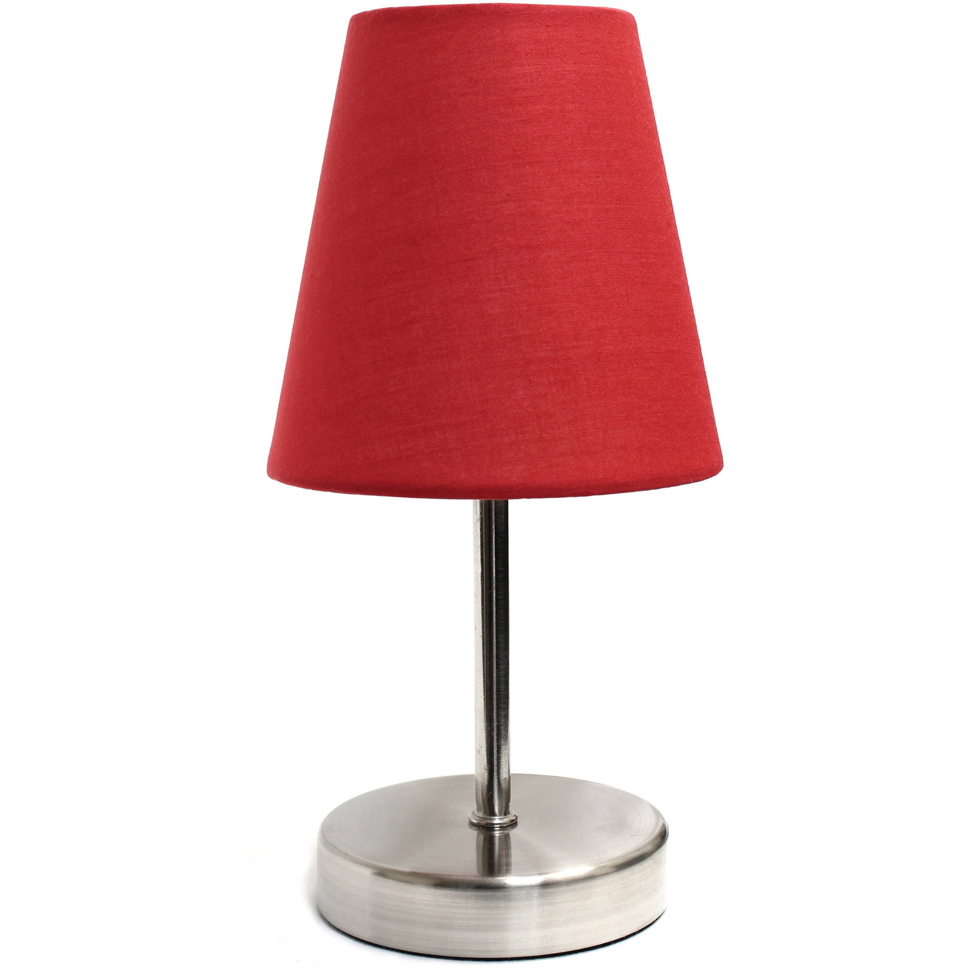 Simple Designs Sand Nickel Mini Basic Table Lamp with Fabric Shade ...