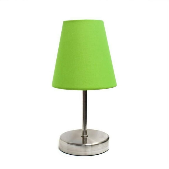 Simple Designs Sand Nickel Mini Basic Table Lamp with Fabric Shade