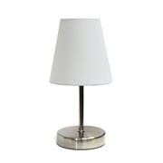 Simple Designs Sand Nickel Mini Basic Table Lamp with Fabric Shade