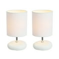 thumbnail image 1 of Simple Designs Stonies Small Stone Look Table Bedside Lamp 2 Pack Set, White, 1 of 4