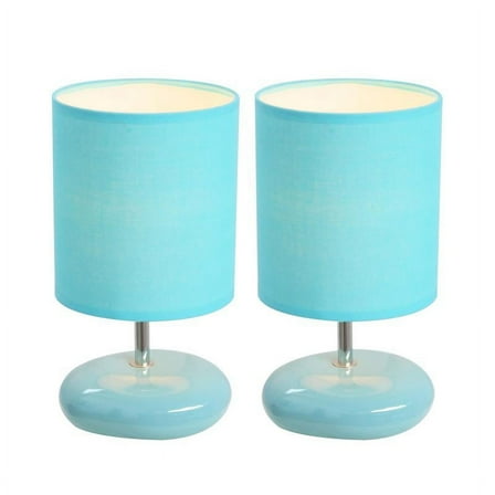 Simple Designs Stonies Small Stone Look Table Bedside Lamp 2 Pack Set