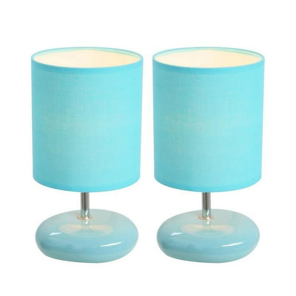 Simple Designs Stonies Small Stone Look Table Bedside Lamp 2 Pack Set
