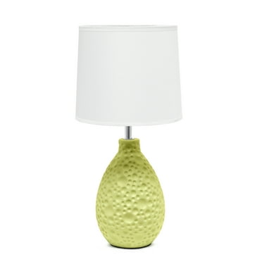 Simple Designs Textured Stucco Ceramic Oval Table Lamp